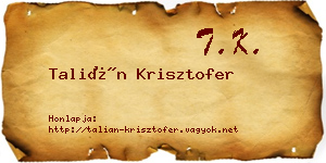 Talián Krisztofer névjegykártya